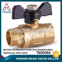 TMOK DN15 medium pressure female NPT thread full port forged brass ball valve steel lever handle PTFE sealing CE ISO approved China dirct factory