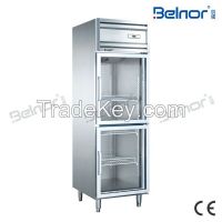 commercial  stainless  steel upright  display  refrigerator