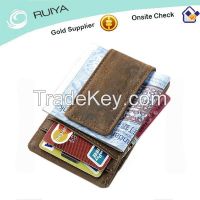 Men Personalized Slim Leather Credit Card Magnetic Money Clip Wallet