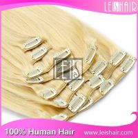 Raw Cambodian virgin human hair extension blonde clip in hair extensions