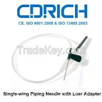 CDRICH Single Use Single Wing Piping Needle with Luer Adapater