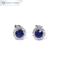 Tianyu Gems 14k/18k Lab Grown Sapphire Melee Moissanite White Gold Stud Earrings