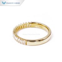 14K 18K Gold Emerald Cut Engagement Ring Diamond Eternity Moissanite Ring Band for Women