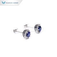 Tianyu Gems 14k/18k Lab Grown Sapphire Melee Moissanite White Gold Stud Earrings