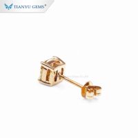Tianyu Gems Custom 18K gold earrings vivid yellow cushion cut moissanite jewelry earrings