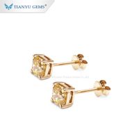 Tianyu Gems Custom 18k Gold Earrings Vivid Yellow Cushion Cut Moissanite Jewelry Earrings
