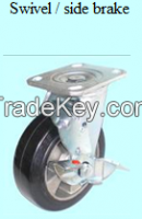 Industrial rigid ,Swivel with/without locking zinc plated industrial Rubber on aluminium caster wheel 
