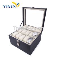 Leather Cover Mdf Watch Box With Clear Window