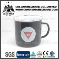 SGS certified enamel sublimatable mug with stainless steel rim
