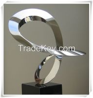 Polished modern stainless steel sculpture for indoor decoration