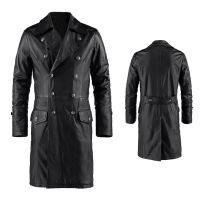 Men Long Leather Coat