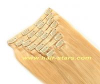 Blonde color remy hair clip in extension