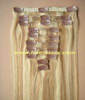 Highlight color remy hair clip in extension