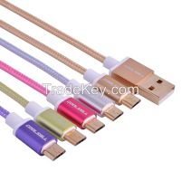 Fabric braided USB cable with Aluminum Alloy Shell for mobile phone