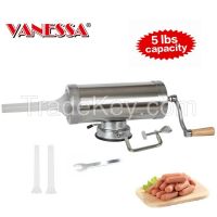 5 Lbs Homemade Sausage Maker Meat Stuffer With Suction Base Stainless Steel Hand Operated Salami Maker Manual Home Sausage Filler