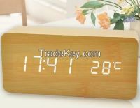 LED wooden table clock