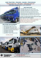 Corporate fleet of trucks and cranes for sale at reduced prices.