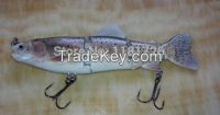 4 multi-Section likelike colour perfect swimming 3D eye trout Fishing Lure artificial fishbait with hooks