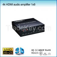 HDMI splitter 1x8 + Audio Amplifier Support 4K, support bass/speaker output
