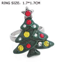 lacquer gold-plated rhinestone Christmas Tree ring
