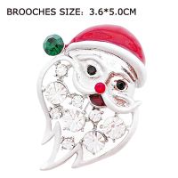 lacquer gold-plated rhinestone Santa Clause brooch