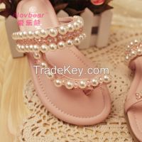 Fashion Flat Shoes Girls Platform Sandals Pearls Home Children Slippers