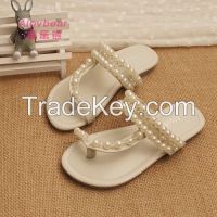 Fashion Flat Shoes Girls Platform Sandals Pearls Home Children Slippers