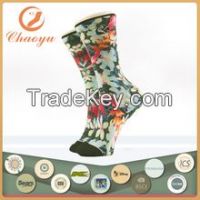 Red and White Lily Sublimation Print Skateboarding Socks