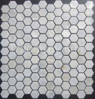 Pure white hexagon shell mosaic tile; mother of pearl shell tiles