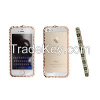 Green color gold line with diamond metalic phone frame for iphone 5/5s/6/6plus CO-MTL-6014