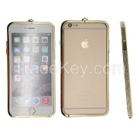 Gold color bling crystal diamond metal phone frame for iphoone 6/6plus CO-MTL-6009