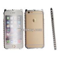 Silver color bling crystal diamond case with cat pattern for iphone 5/5s/6/plus CO-MTL-6012