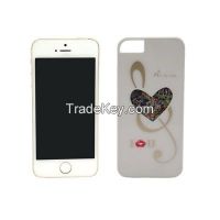 White PC phone case with shining colorful crystal phone case for iphone 5/5s/6/6plus CO-PC-3003