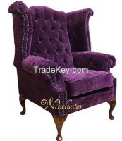 Chesterfield Fabric Newby High Back wing Chair Amethyst purple