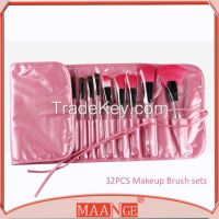 Maange 24pcs Hot Pink Handle Makeup Brush Set